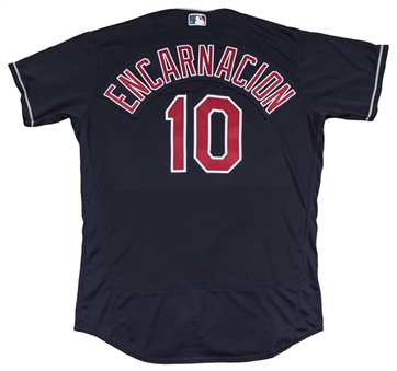 2018 Edwin Encarnacion Game Used Cleveland Indians Navy Alternate Jersey Used On 9/22/2018 (MLB Authenticated)